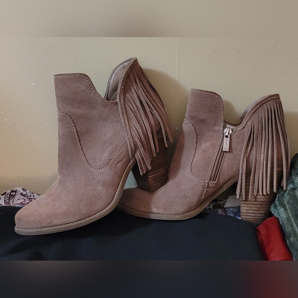 Fringed Suede Leather Ankle Boots Jessica Simpson